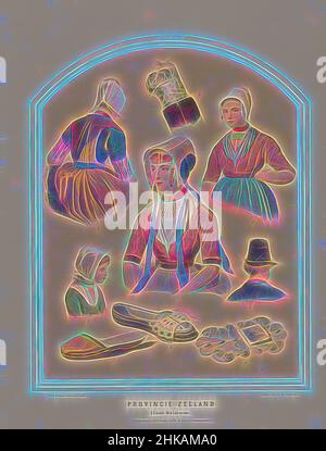 Inspiriert von Kostüm der Insel Walcheren in Zeeland, 1857, Provinz Zeeland. Insel Walcheren, XXXI, Kostüme der Insel Walcheren in der Provinz Zeeland. Mehrere separate Studien. Illustration in einem Buch von 1857 mit 56 Tafeln holländischer Kostüme., Druckerei: Ruurt de Vries, Reimagined by Artotop. Klassische Kunst neu erfunden mit einem modernen Twist. Design von warmen fröhlichen Leuchten der Helligkeit und Lichtstrahl Strahlkraft. Fotografie inspiriert von Surrealismus und Futurismus, umarmt dynamische Energie der modernen Technologie, Bewegung, Geschwindigkeit und Kultur zu revolutionieren Stockfoto