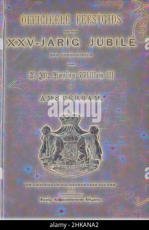 Inspiriert von der Titelseite des offiziellen Parteiführers zum 25th. Jahrestag der Einweihung von König Willem III. In Amsterdam, 1874, Offizieller Parteiführer zum XXV. Jahrestag der Einweihung von König Willem III. In Amsterdam., Titelseite des offiziellen Parteiführers zum 25th, Reimagined by Artotop. Klassische Kunst neu erfunden mit einem modernen Twist. Design von warmen fröhlichen Leuchten der Helligkeit und Lichtstrahl Strahlkraft. Fotografie inspiriert von Surrealismus und Futurismus, umarmt dynamische Energie der modernen Technologie, Bewegung, Geschwindigkeit und Kultur zu revolutionieren Stockfoto