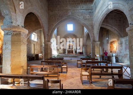 Kirche Santa Maria aus dem XII Jahrhundert, Innenraum, Sovana, Toskana, Italien, Europa Stockfoto