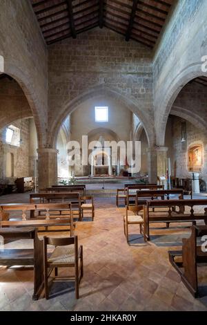 Kirche Santa Maria aus dem XII Jahrhundert, Innenraum, Sovana, Toskana, Italien, Europa Stockfoto