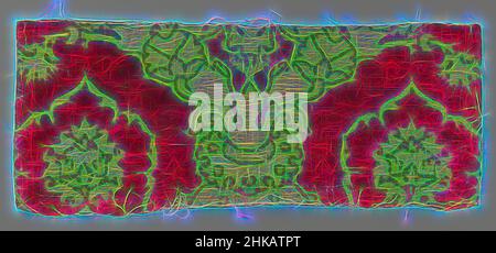 Inspiriert von Fragment aus rotem Samtbrokat mit Granatapfel-Motiv in Gold, Fragment aus rotem Seidensamt-Brokat mit Relief mit Granatapfel-Motiv in Gold., Hersteller:, Italien, c. 1500, Seide, Höhe 22,5 cm × Breite 54,5 cm, neu gestaltet von Artotop. Klassische Kunst neu erfunden mit einem modernen Twist. Design von warmen fröhlichen Leuchten der Helligkeit und Lichtstrahl Strahlkraft. Fotografie inspiriert von Surrealismus und Futurismus, umarmt dynamische Energie der modernen Technologie, Bewegung, Geschwindigkeit und Kultur zu revolutionieren Stockfoto