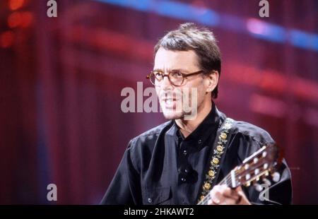 Reinhard Mey, deutscher Liedermacher, singt im ARD Wunschkonzert, Deutschland 1991. Stockfoto