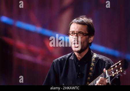 Reinhard Mey, deutscher Liedermacher, singt im ARD Wunschkonzert, Deutschland 1991. Stockfoto