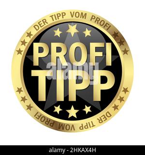 Runde farbige Taste mit Banner und Text Profitipp Stock Vektor