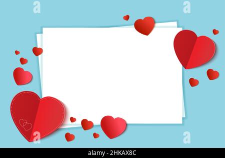 Hintergrund Valentinstag. Vektor-Illustration Valentinstag oder Hochzeitskarte. Blauer Hintergrund Stock Vektor
