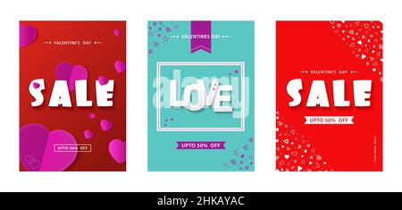 Stellen Sie vertikale Poster oder Banner Sale Valentines. Vorlage Poster Sale Valentine Stock Vektor