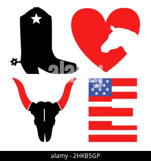 Cowboyhut. Amerikanischer traditioneller westlicher Hut mit Text. Handgezeichnete Vektorillustration für Druck isoliert auf weiß Stock Vektor