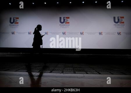 Ein Familienbild im Rahmen eines informellen Treffens der für Inneres zuständigen europäischen Minister in Lille, Frankreich. 03rd. Februar 2022. Kredit: ALEXANDROS MICHAILIDIS/Alamy Live Nachrichten Stockfoto