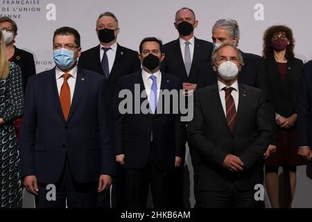 Ein Familienbild im Rahmen eines informellen Treffens der für Inneres zuständigen europäischen Minister in Lille, Frankreich. 03rd. Februar 2022. Kredit: ALEXANDROS MICHAILIDIS/Alamy Live Nachrichten Stockfoto