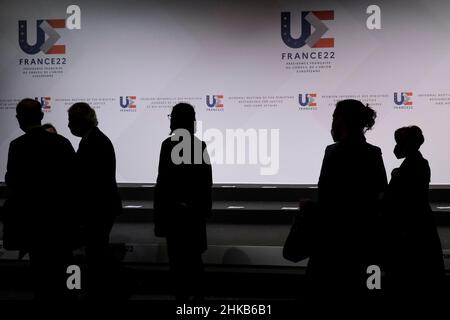 Ein Familienbild im Rahmen eines informellen Treffens der für Inneres zuständigen europäischen Minister in Lille, Frankreich. 03rd. Februar 2022. Kredit: ALEXANDROS MICHAILIDIS/Alamy Live Nachrichten Stockfoto