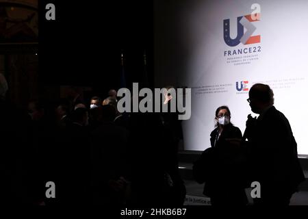 Ein Familienbild im Rahmen eines informellen Treffens der für Inneres zuständigen europäischen Minister in Lille, Frankreich. 03rd. Februar 2022. Kredit: ALEXANDROS MICHAILIDIS/Alamy Live Nachrichten Stockfoto