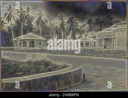 Inspiriert durch den Bau eines Gebäudekomplexes, Blick auf eine Baustelle mit einer Gruppe von Gebäuden im Bau, wahrscheinlich in Medan. Foto im Fotoalbum des niederländischen Architektur- und Bauunternehmens Bennink und Riphagen in Medan in den Jahren ca. 1914-1919., Medan, 1914 - 1919, Gelatine, neu erfunden von Artotop. Klassische Kunst neu erfunden mit einem modernen Twist. Design von warmen fröhlichen Leuchten der Helligkeit und Lichtstrahl Strahlkraft. Fotografie inspiriert von Surrealismus und Futurismus, umarmt dynamische Energie der modernen Technologie, Bewegung, Geschwindigkeit und Kultur zu revolutionieren Stockfoto