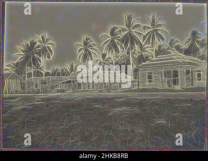 Inspiriert durch den Bau eines Gebäudekomplexes, Blick auf eine Baustelle mit einer Gruppe von Gebäuden im Bau, wahrscheinlich in Medan. Foto im Fotoalbum des niederländischen Architektur- und Bauunternehmens Bennink und Riphagen in Medan in den Jahren ca. 1914-1919., Medan, 1914 - 1919, Gelatine, neu erfunden von Artotop. Klassische Kunst neu erfunden mit einem modernen Twist. Design von warmen fröhlichen Leuchten der Helligkeit und Lichtstrahl Strahlkraft. Fotografie inspiriert von Surrealismus und Futurismus, umarmt dynamische Energie der modernen Technologie, Bewegung, Geschwindigkeit und Kultur zu revolutionieren Stockfoto