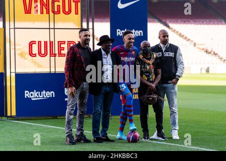 Barcelona, Spanien, 3, Februar 2022. Offizielle Präsentation von Pierre-Emerick Aubameyang als neuer Spieler des FC Barcelona. Quelle: Joan Gosa/Alamy Live News Stockfoto