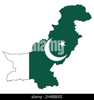 Pakistan-Karte mit Flagge - Umriss eines Staates mit einer Nationalflagge Stock Vektor