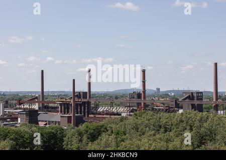 Panoramablick auf Teile des ehemaligen Kohlebergwerks Zeche Zollverein (UNESCO-Weltkulturerbe) Stockfoto