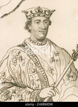 Antike Radierung von König Heinrich II. Von England um 1812. Heinrich II. (1133-1189) war von 1154 bis zu seinem Tod 1189 König von England. QUELLE: ORIGINALGRAVUR Stockfoto