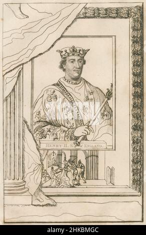 Antike Radierung von König Heinrich II. Von England um 1812. Heinrich II. (1133-1189) war von 1154 bis zu seinem Tod 1189 König von England. QUELLE: ORIGINALGRAVUR Stockfoto