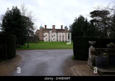 Chilham Castle ist eine jakobische private Residenz Herrenhaus, Chilham Dorf, kent, großbritannien februar 2022 Stockfoto