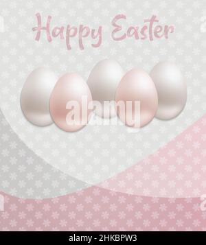 Frohe Ostern und Eier, Grußkarte, Blume Hintergrund Muster Vektor Stock Vektor