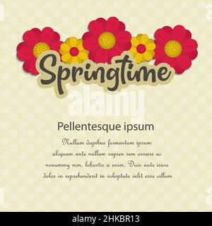 Frühling mit Blumen, Grußkarte, Blumen Hintergrund Muster Vektor Stock Vektor