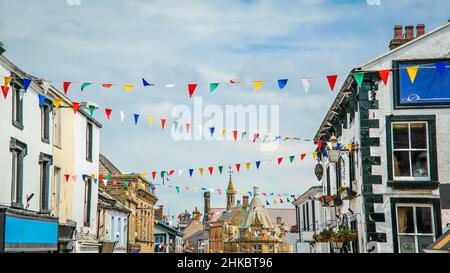 Bunting in Clitheroe Town Stockfoto