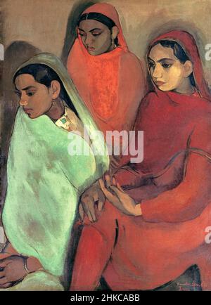 ‘drei Mädchen’ Ölgemälde der indischen Künstlerin Amrita Sher-Gil (1913-1941), gemalt 1935. Stockfoto