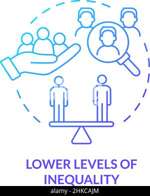 Symbol für das Konzept des blauen Gradienten für niedrigere Ebenen der Ungleichheit Stock Vektor