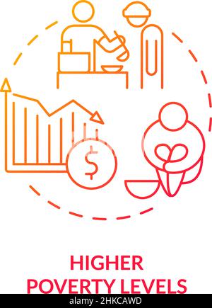 Symbol für ein rotes Gradientenkonzept mit höheren Armutsstufen Stock Vektor