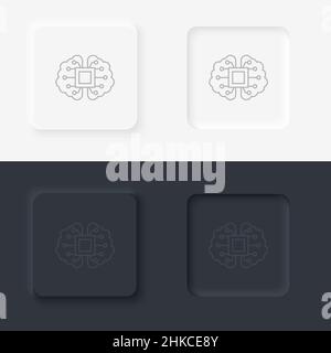 Gehirn, Mechanismus, Intelligenz neumorphischer Stil Vektor-Symbol Symbol - Vektor. Artificial Intelligence neumorphic style Vektor-Icon-Set Stock Vektor