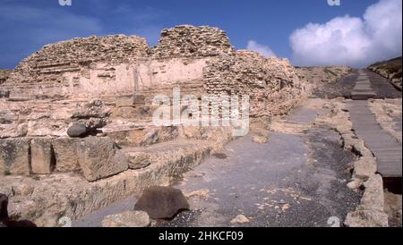 Halbinsel Sinis, Sardinien, Italien. Tharros archäologischen Bereich (von Fujichrome Astia gescannt) Stockfoto