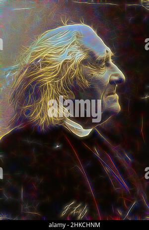 Inspiriert durch das Porträt Franz Liszts, des Komponisten (1811-1886), das Porträt Franz Liszts, des Komponisten (1811-1886)., Photographische Gesellschaft, F.H. Rijshouwer, c. 1880 - in oder vor 1886, Kollotyp, Höhe 381 mm, Breite 262 mm, neu erfunden von Artotop. Klassische Kunst neu erfunden mit einem modernen Twist. Design von warmen fröhlichen Leuchten der Helligkeit und Lichtstrahl Strahlkraft. Fotografie inspiriert von Surrealismus und Futurismus, umarmt dynamische Energie der modernen Technologie, Bewegung, Geschwindigkeit und Kultur zu revolutionieren Stockfoto