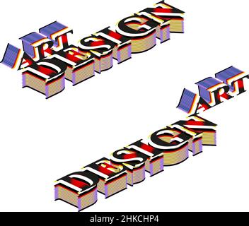 Isometrische Buchstaben Art Design, 3D Textwörter Stil, mit Striche Ebenen . Big Text Isometrie kreativen Vektor. Art Design abc Buchstaben Logo für Kunst Stock Vektor