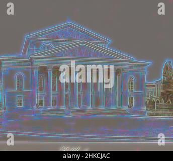 Inspiriert vom Hoftheater, München, Deutschland, Blick auf ein Rokoko-Gebäude mit klassizistischer Fassade. Nach der Zerstörung im Zweiten Weltkrieg wurde das Neue Residenztheater an derselben Stelle errichtet (eröffnet 1951)., c. 1880 - c. 1910, Höhe 200 mm, Breite 255 mmhöhe 510 mm, Breite 330 mm, neu gestaltet von Artotop. Klassische Kunst neu erfunden mit einem modernen Twist. Design von warmen fröhlichen Leuchten der Helligkeit und Lichtstrahl Strahlkraft. Fotografie inspiriert von Surrealismus und Futurismus, umarmt dynamische Energie der modernen Technologie, Bewegung, Geschwindigkeit und Kultur zu revolutionieren Stockfoto