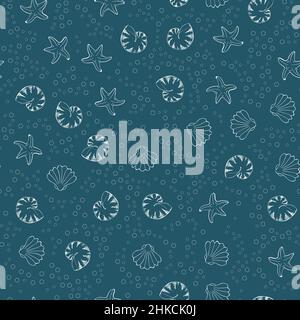 Doodle Sea Life nahtloses Muster für jeden Designzweck. Stock Vektor