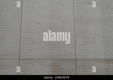 Menin Gate, Ypern, Flandern.das britische Kriegsdenkmal und das Commonwealth war Memorial in Belgien. Stockfoto