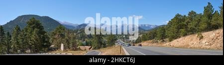 Der malerische Ferienort an den Rocky Mountains, Estes Park CO Stockfoto