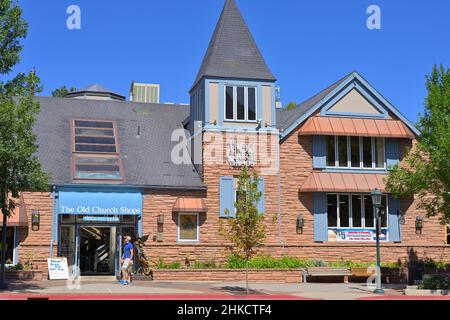 Der malerische Ferienort an den Rocky Mountains, Estes Park CO Stockfoto