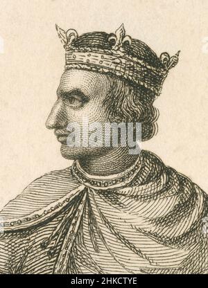 Antike Radierung von Heinrich I. von England um 1812. Heinrich I. (c1068-1135), auch bekannt als Henry Beauclerc, war von 1100 bis zu seinem Tod 1135 König von England. QUELLE: ORIGINALRADIERUNG Stockfoto