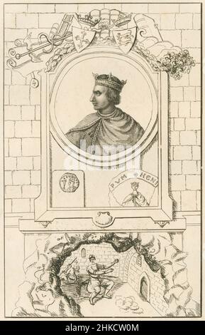 Antike Radierung von Heinrich I. von England um 1812. Heinrich I. (c1068-1135), auch bekannt als Henry Beauclerc, war von 1100 bis zu seinem Tod 1135 König von England. QUELLE: ORIGINALRADIERUNG Stockfoto