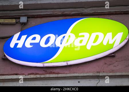 Neopharm Logo Zeichen Apotheke Pharmakologie Medikamente Pillen russische Gesundheit.Russland, Sankt-Petersburg, 31jan2022. Stockfoto