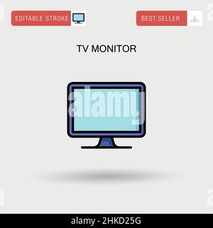 Einfaches Vektorsymbol für den TV-Monitor. Stock Vektor