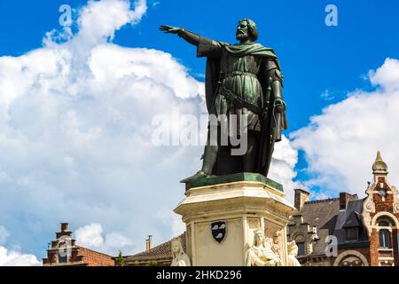 Statue von Jacob van Artevelde in Gent an einem schönen Sommertag, Belgien Stockfoto