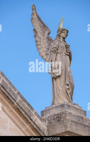 Engel des Hauptportals, Friedhof Llucmajor, Mallorca, Balearen, Spanien Stockfoto