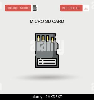 Micro sd-Karte einfaches Vektorsymbol. Stock Vektor