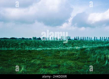 Richborough - Überreste einer römischen und sächsischen Festung an der Küste von Kent, hier kamen die römischen Truppen zum ersten Mal in Großbritannien an Land. Amphitheater. Archivscan von einem Dia. November 1966. Stockfoto