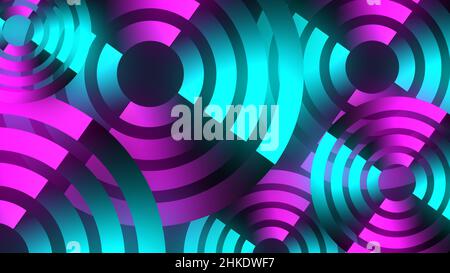 Blau und rosa bunte digitale kreisförmige Formen abstrakten Hintergrund. Kreisverbindung Stockfoto