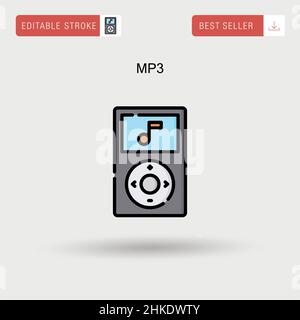 MP3 einfaches Vektorsymbol. Stock Vektor