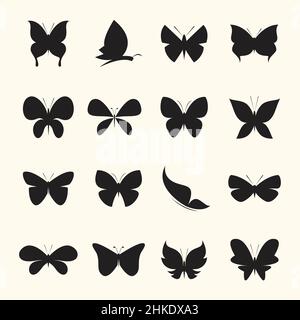 Vektor-Gruppe von Schmetterling auf weißem Hintergrund. Leicht editierbare Vektorgrafik mit Ebenen. Stock Vektor