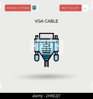 Einfaches Vektorsymbol für VGA-Kabel. Stock Vektor